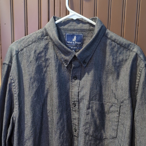 Wool And Prince Men's Charcoal Button-Up Shirt - Picture 5 of 5